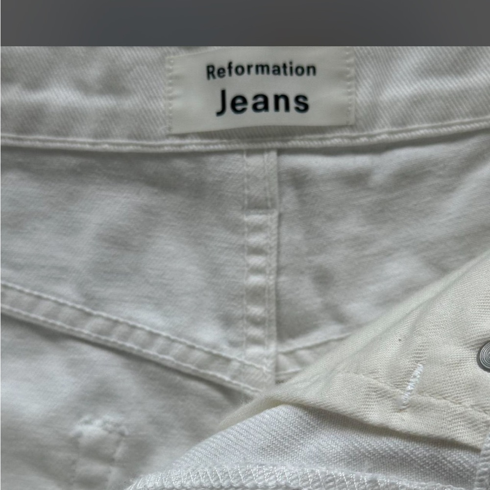 Reformation White Raw-Hem Denim Shorts - Picture 2 of 4